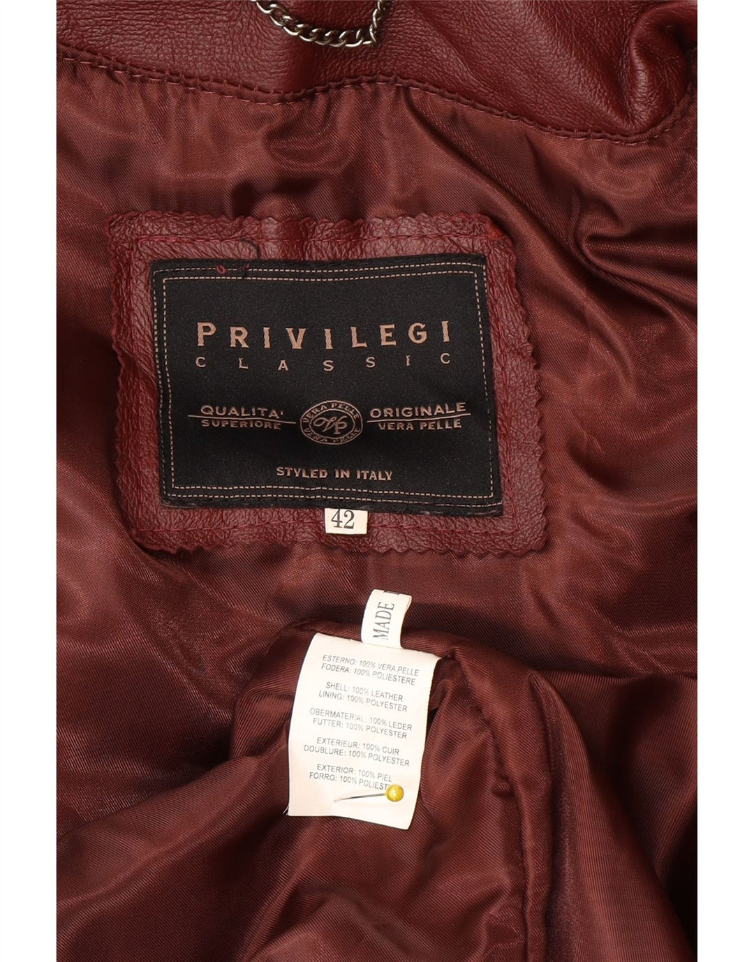 Privilegi Dame Hætte Oversized Frakke IT 42 Medium Burgundy