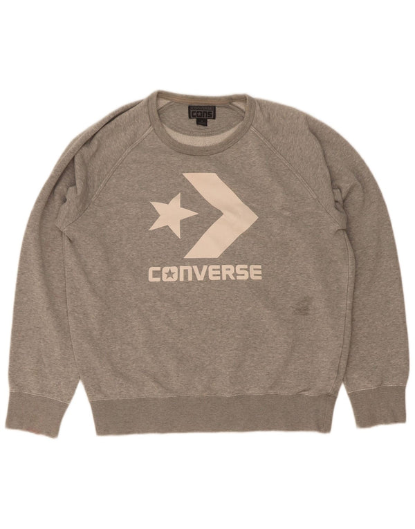 Converse Graphic Sweatshirt Jumper UK 14 Medium Grey Bomuld