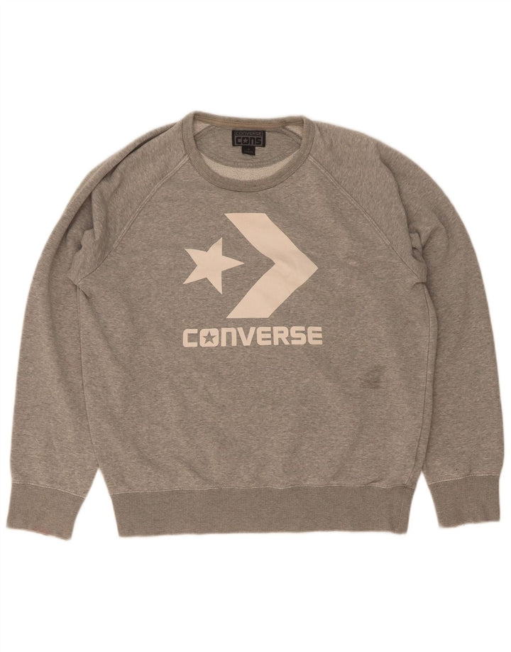 Converse Graphic Sweatshirt Jumper UK 14 Medium Grey Bomuld