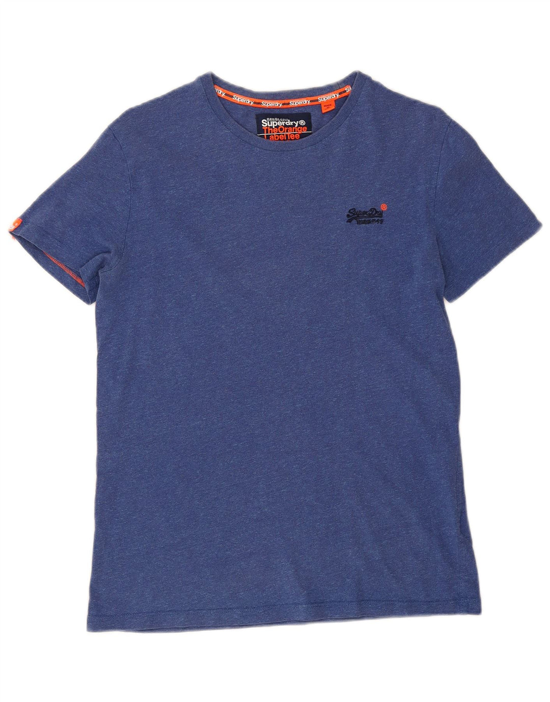 Superdry T-shirt top til mænd, lille blå flækket bomuld