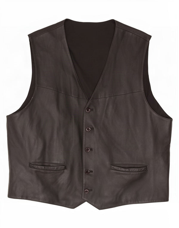 Vintage herre læder vest UK 42 XL Sort
