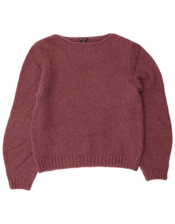 Massimo Dutti Dame Boat Neck Jumper Sweater UK 18 XL Burgundy