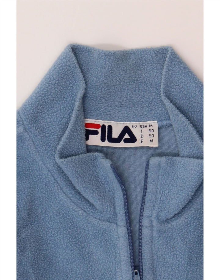 FILA Mens Zip Neck Fleece Jumper IT 50 Medium Blue Vintage Fila and Second-Hand Fila from Messina Hembry 