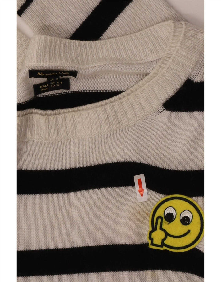Massimo Dutti Herre Boat Neck Jumper Sweater Medium Hvid Stribet Viscose