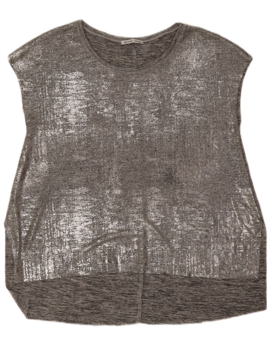 Zara Dame ærmeløs bluse Top UK 14 Medium Grå