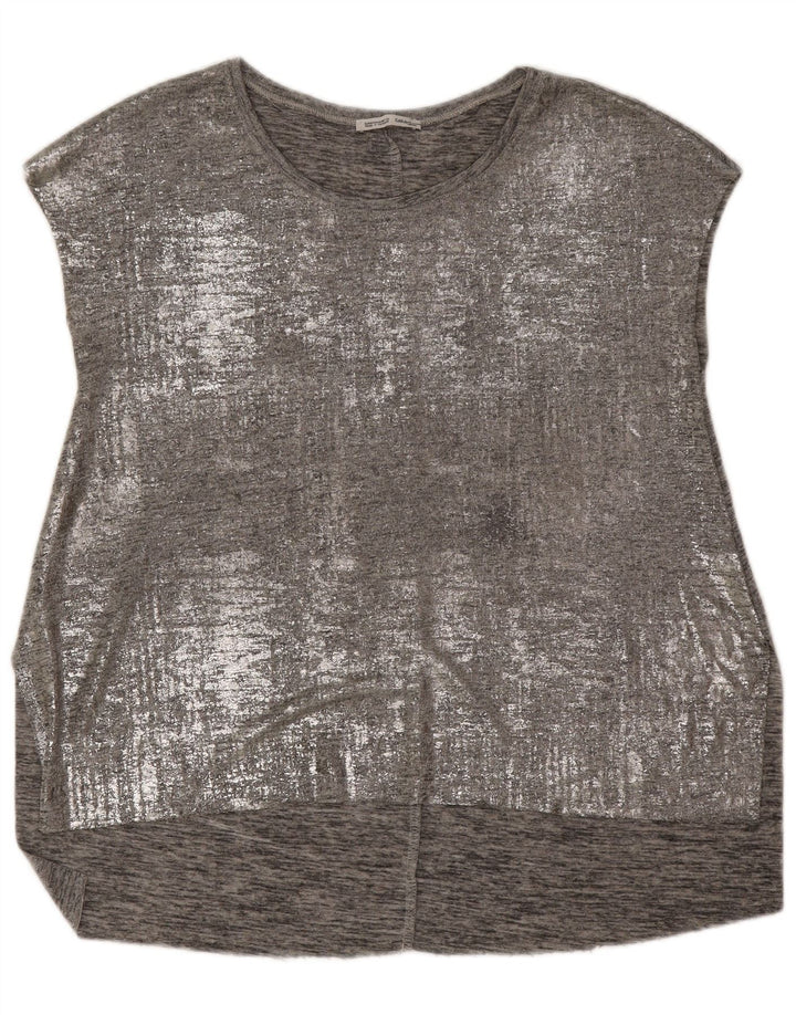 Zara Dame ærmeløs bluse Top UK 14 Medium Grå