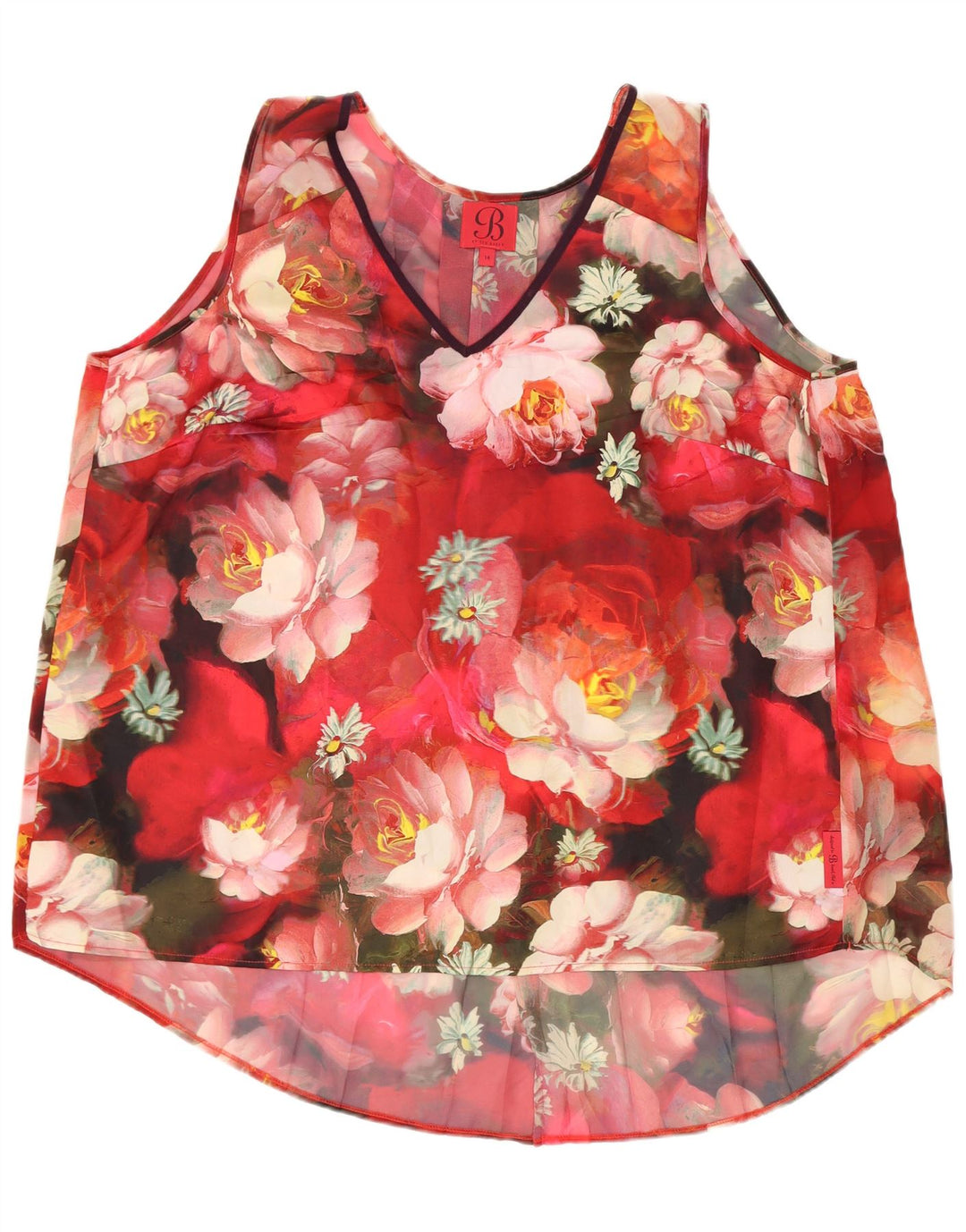 Ted Baker Damebluse Top UK 14 Large Red Floral Polyester