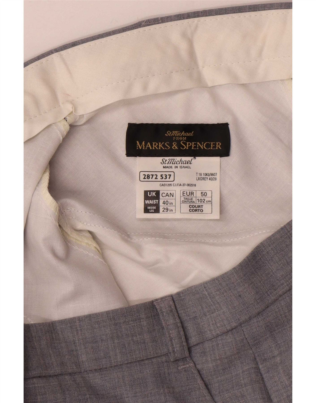 Marks & Spencer Straight Suit Bukser til mænd W40 L29 Grå polyester