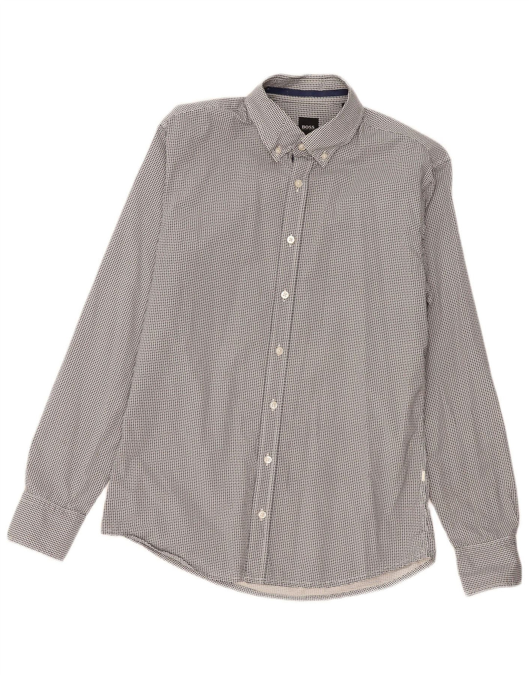Hugo Boss Herre Regular Fit skjorte Medium Sort Geometrisk Bomuld