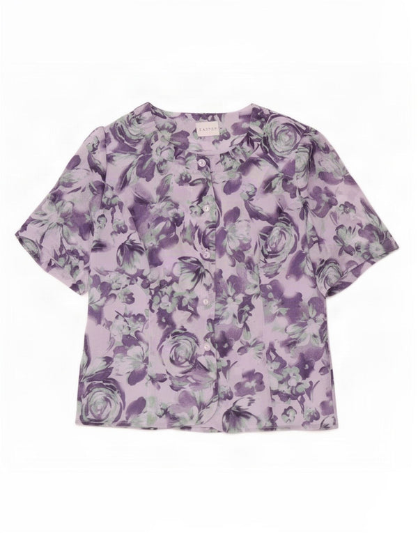 Eastex kortærmet skjortebluse til kvinder UK 10 Small Purple Floral Polyester