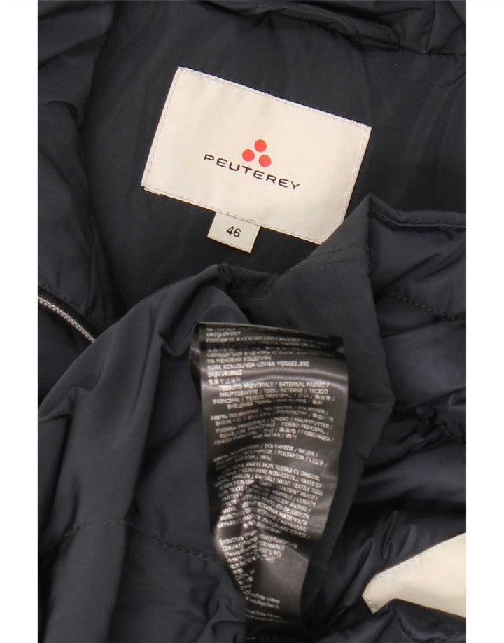 PEUTEREY Womens Hooded Parka Jacket IT 46 Large Navy Blue Polyester