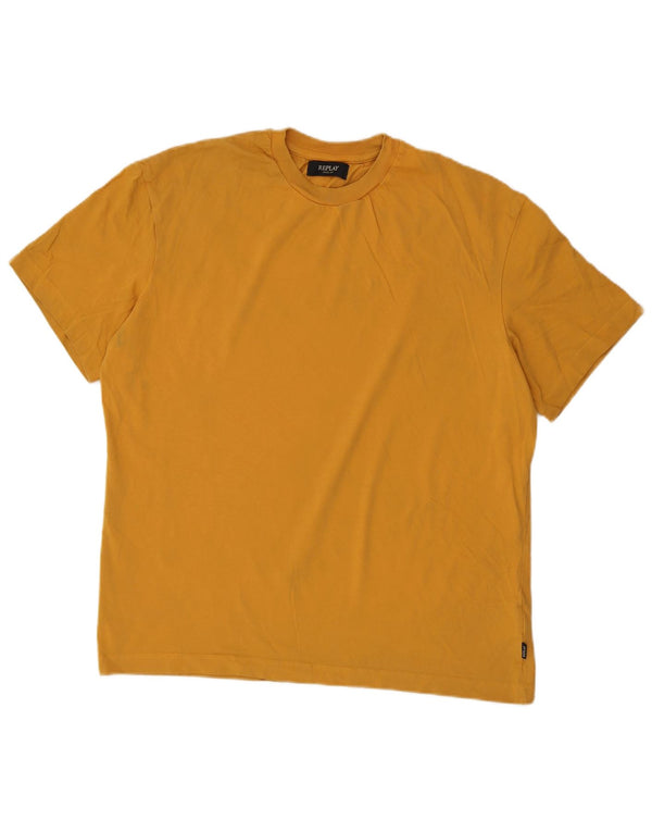 Replay Herre Grafisk T-Shirt Top 2XL Gul Bomuld