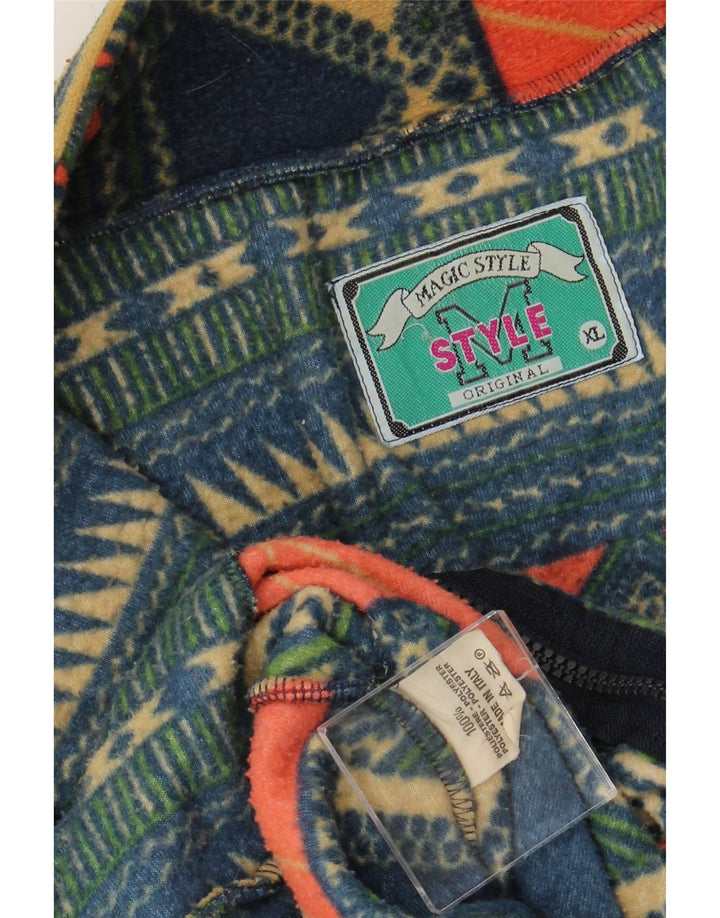 VINTAGE Fleecejakke til mænd UK 42 XL Flerfarvet geometrisk polyester