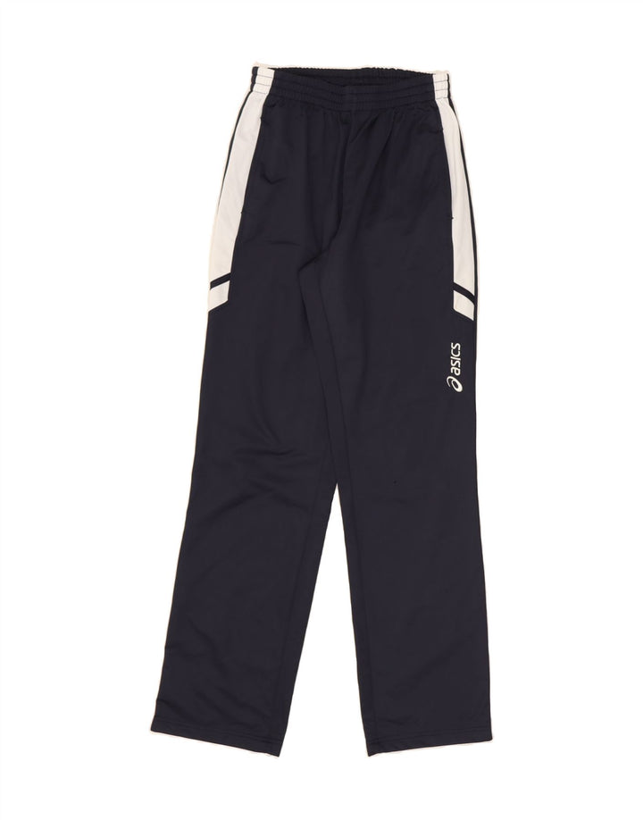 ASICS Mens Tracksuit Trousers Small  Navy Blue Colourblock Polyester Vintage Asics and Second-Hand Asics from Messina Hembry 