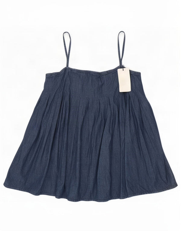 Zara Dame Denim Cami Top UK 12 Medium Blue Bomuld