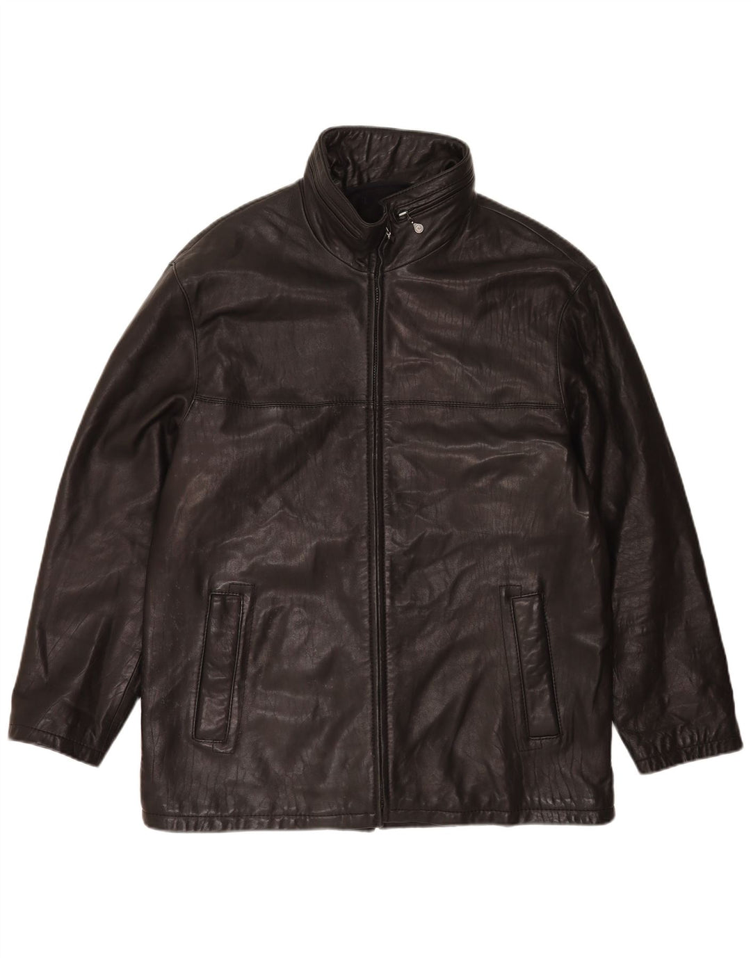Pierre Cardin Herre Hooded Læderjakke UK 44 2XL Sort