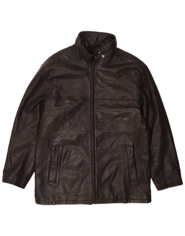 Pierre Cardin Herre Hooded Læderjakke UK 44 2XL Sort