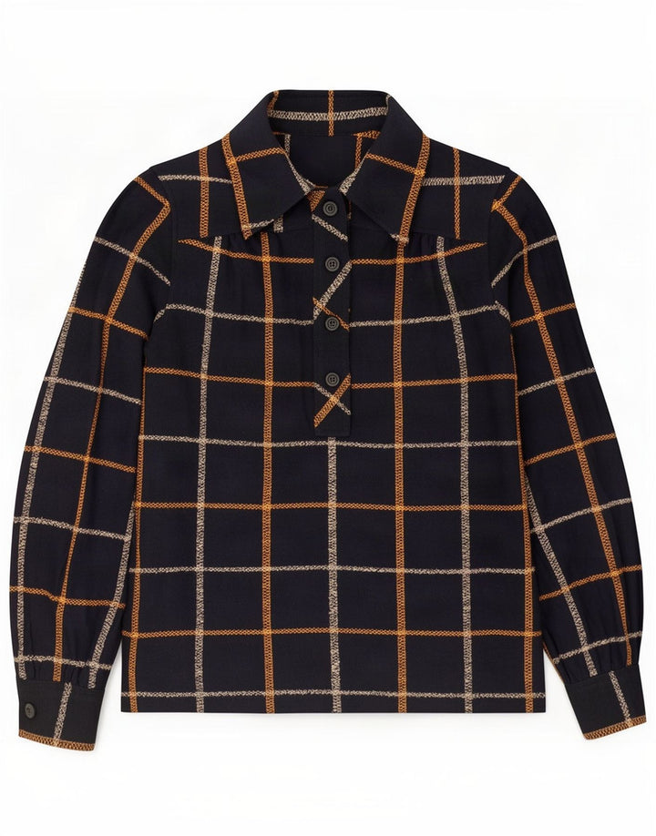 Vintage Dame Pullover Shirt IT 44 Mellem sort ternet uld