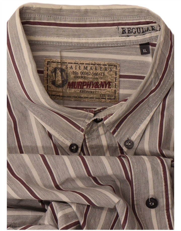 Murphy & Nye Herre Regular Fit Shirt XL Gråstribet