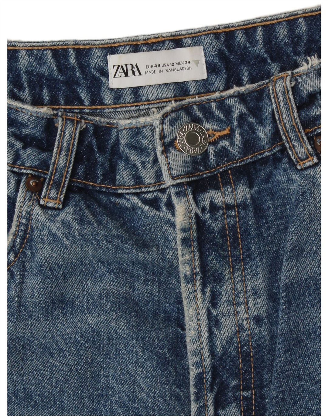 Zara Dame Crop Højtaljede Jeans EU 44 XL W34 L26 Blå Bomuld