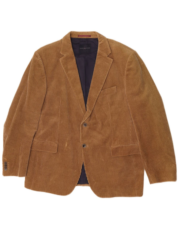 Tommy Hilfiger Herre skræddersyet 2-knaps fløjlsjakke blazerjakke UK 42 XL Beige