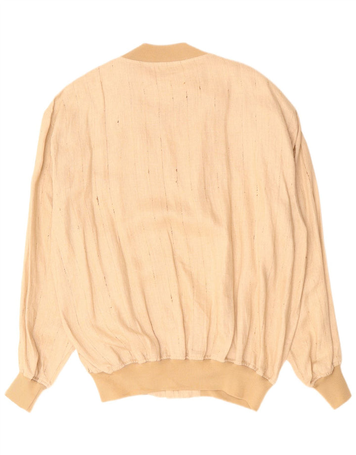VINTAGE Bomberjakke til mænd UK 42 XL Beige Pinstripe Linen