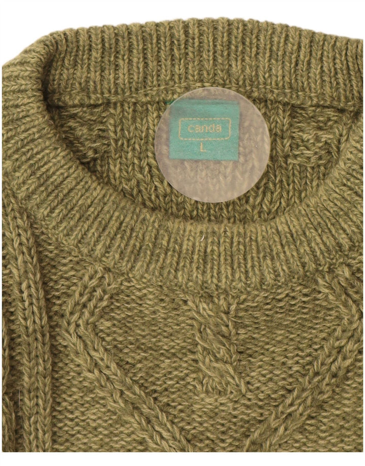 Canda Herre Crew Neck Jumper Sweater Stor Grøn Akryl