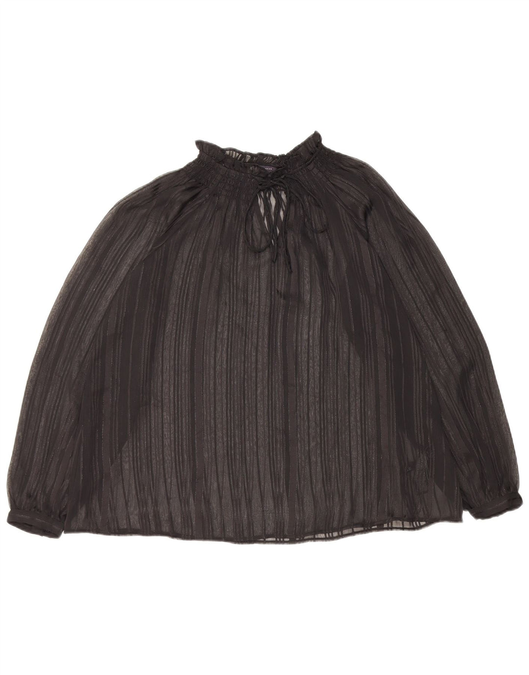 Marks & Spencer Dame Oversized Langærmet Se Through Top UK 6 XS Sort