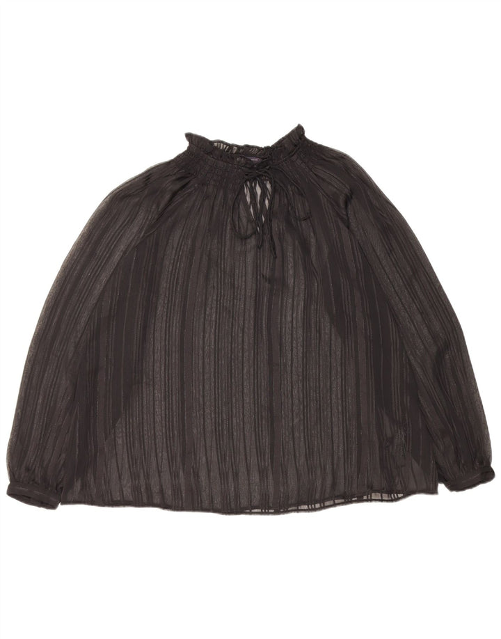 Marks & Spencer Dame Oversized Langærmet Se Through Top UK 6 XS Sort
