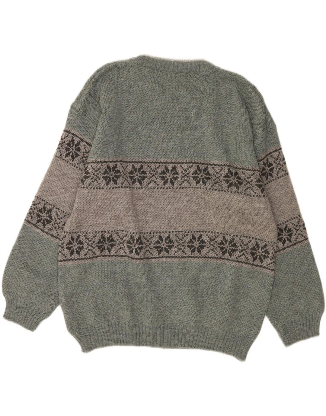 Bresci Herre sweater med rund hals, Medium Green Fair Isle