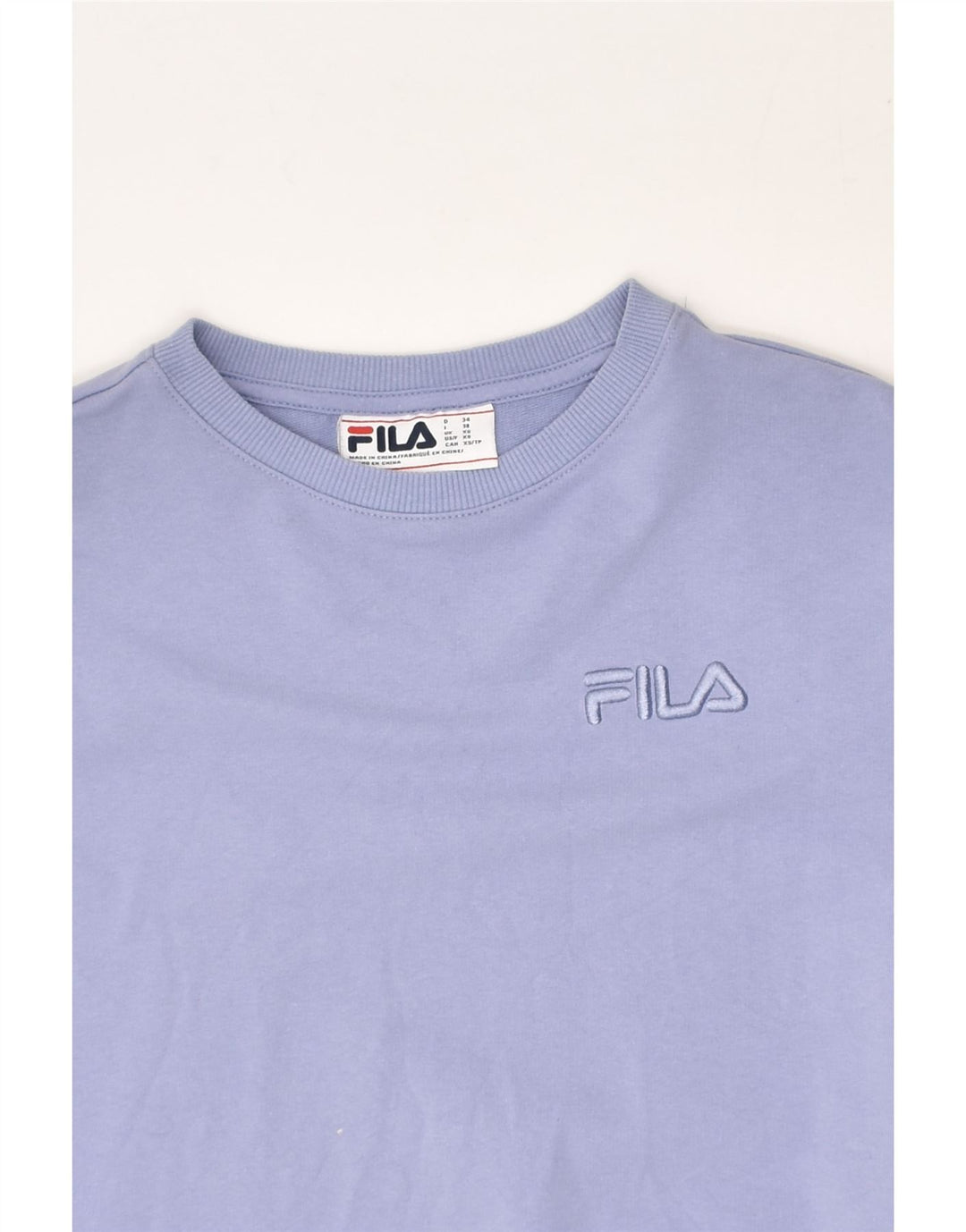 FILA Womens Sweatshirt Jumper UK 6 XS Blue Cotton | Vintage Fila | Thrift | Second-Hand Fila | Used Clothing | Messina Hembry 
