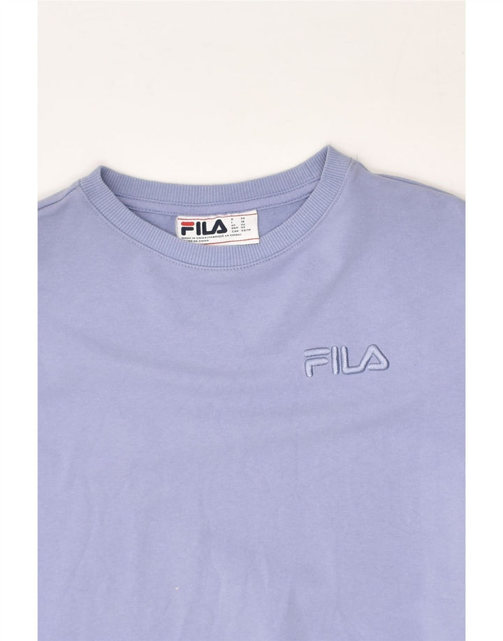 FILA Womens Sweatshirt Jumper UK 6 XS Blue Cotton | Vintage Fila | Thrift | Second-Hand Fila | Used Clothing | Messina Hembry 
