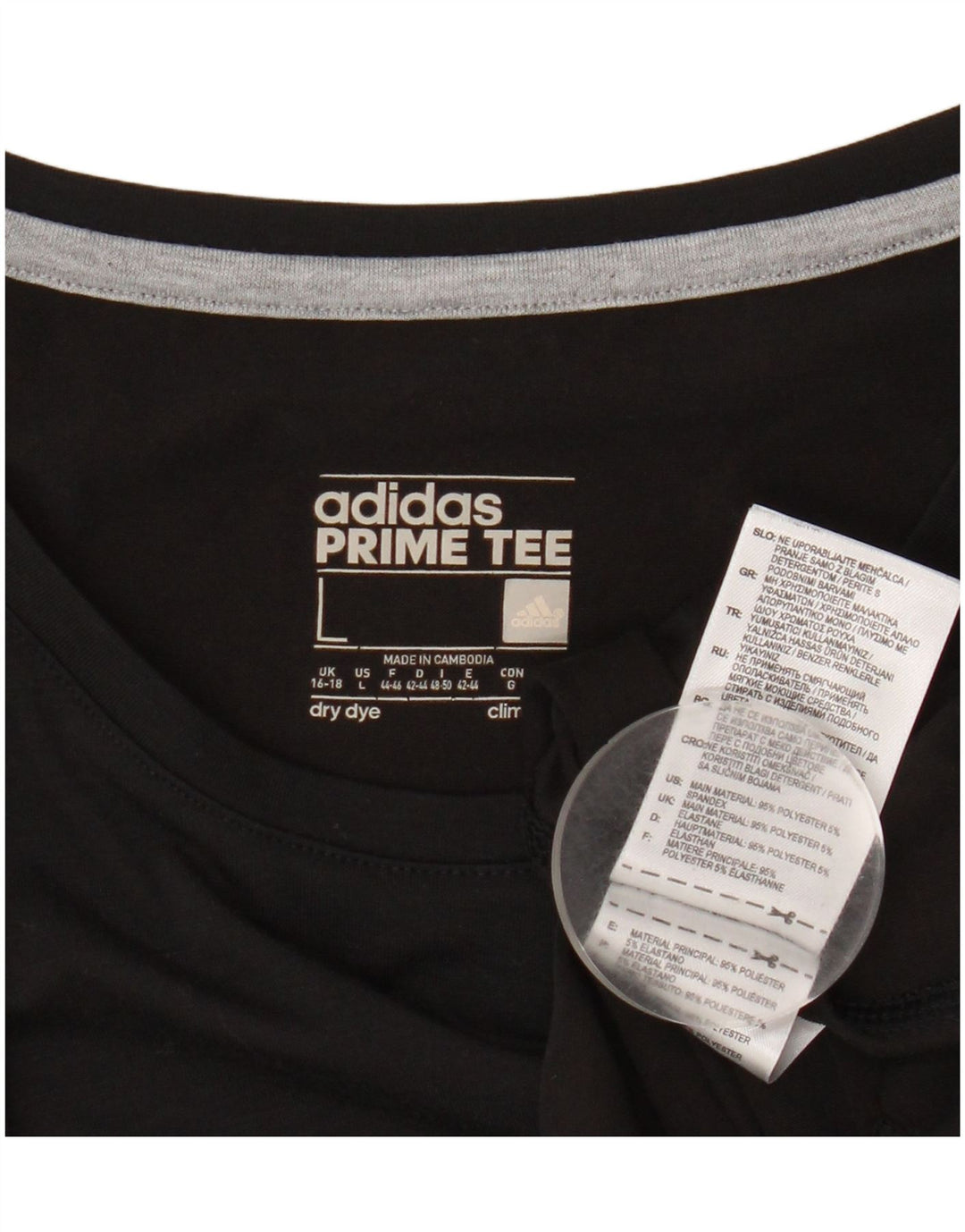 Adidas Dame Climalite T-Shirt Top UK 16/18 Stor Sort Polyester