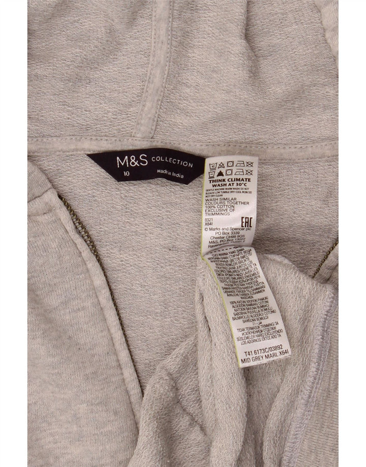 Marks & Spencer Dame Oversized hættetrøje med lynlås UK 10 Small Grey Bomuld