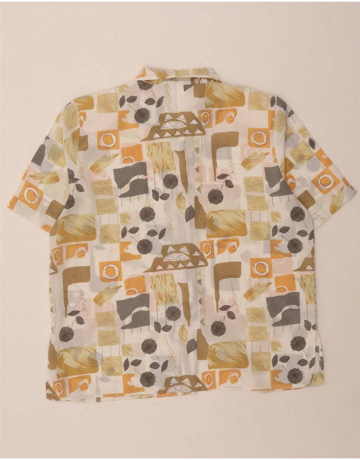 MICHAEL GOLD Womens Oversized Abstract Pattern Shirt UK 18 XL White