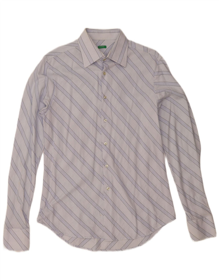 BENETTON Mens Shirt Medium Blue Striped