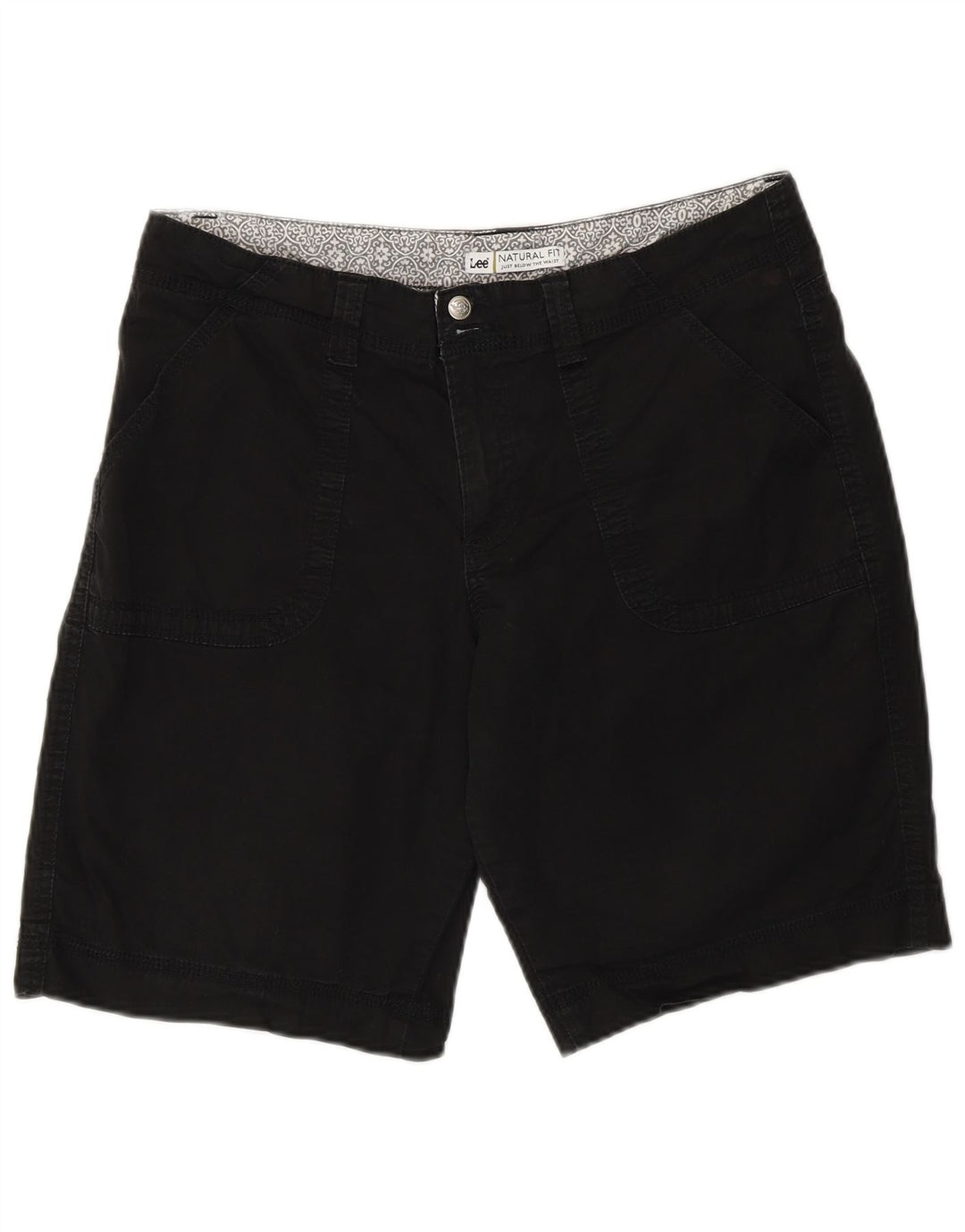 Lee Womens Natural Fit Chino Shorts US 12 Large W34 Black Bomuld