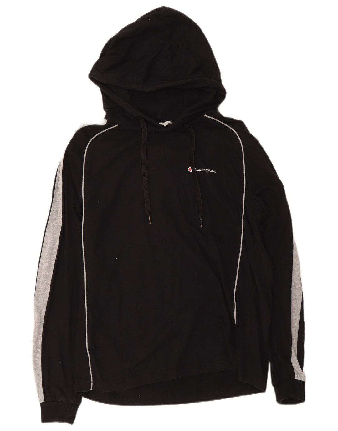 Champion Herre Hooded Top Langærmet Medium Sort Colourblock Bomuld