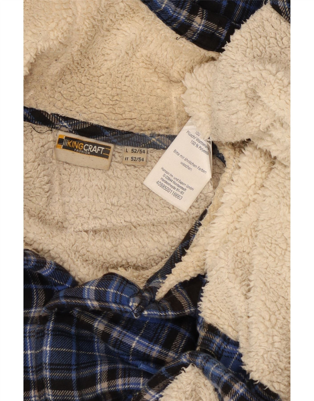 KINGCRAFT Lumberjack Flanelskjorte med hætte til mænd IT 52/54 Stor blå ternet