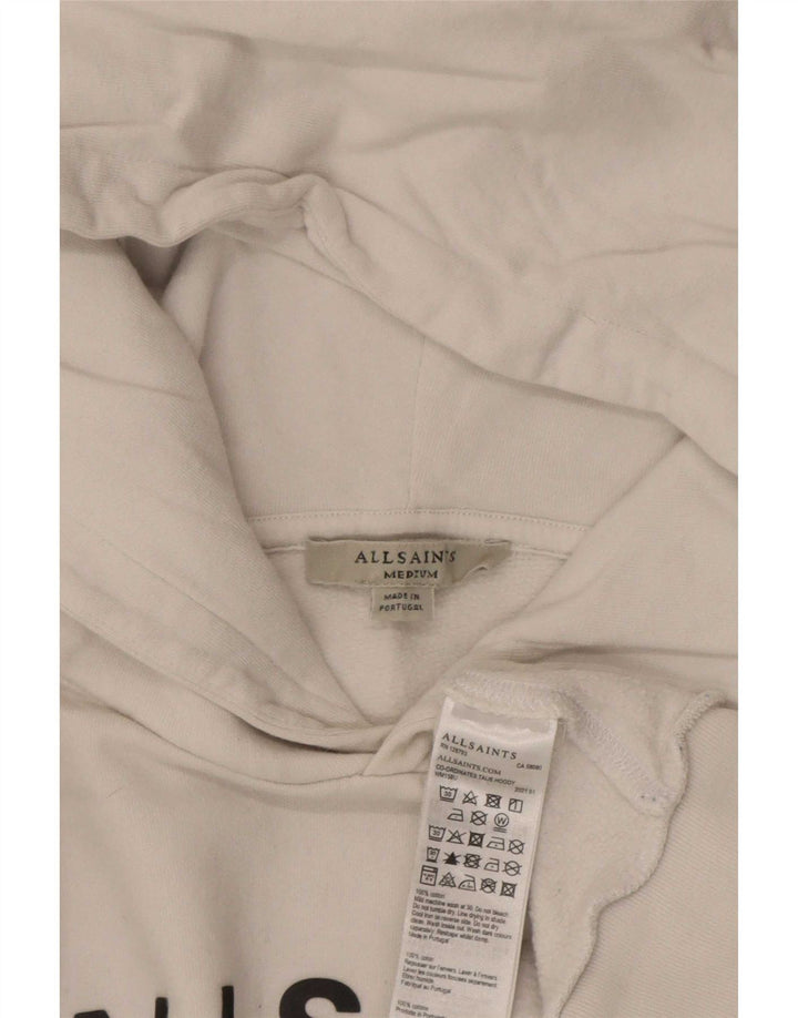 All Saints Dame Oversized Crop Graphic Hoodie Jumper UK 14 Medium White