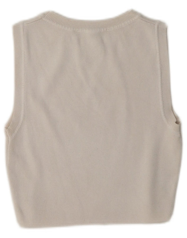 Zara Womens Crop Vest Top UK 14 Large Beige Viscose