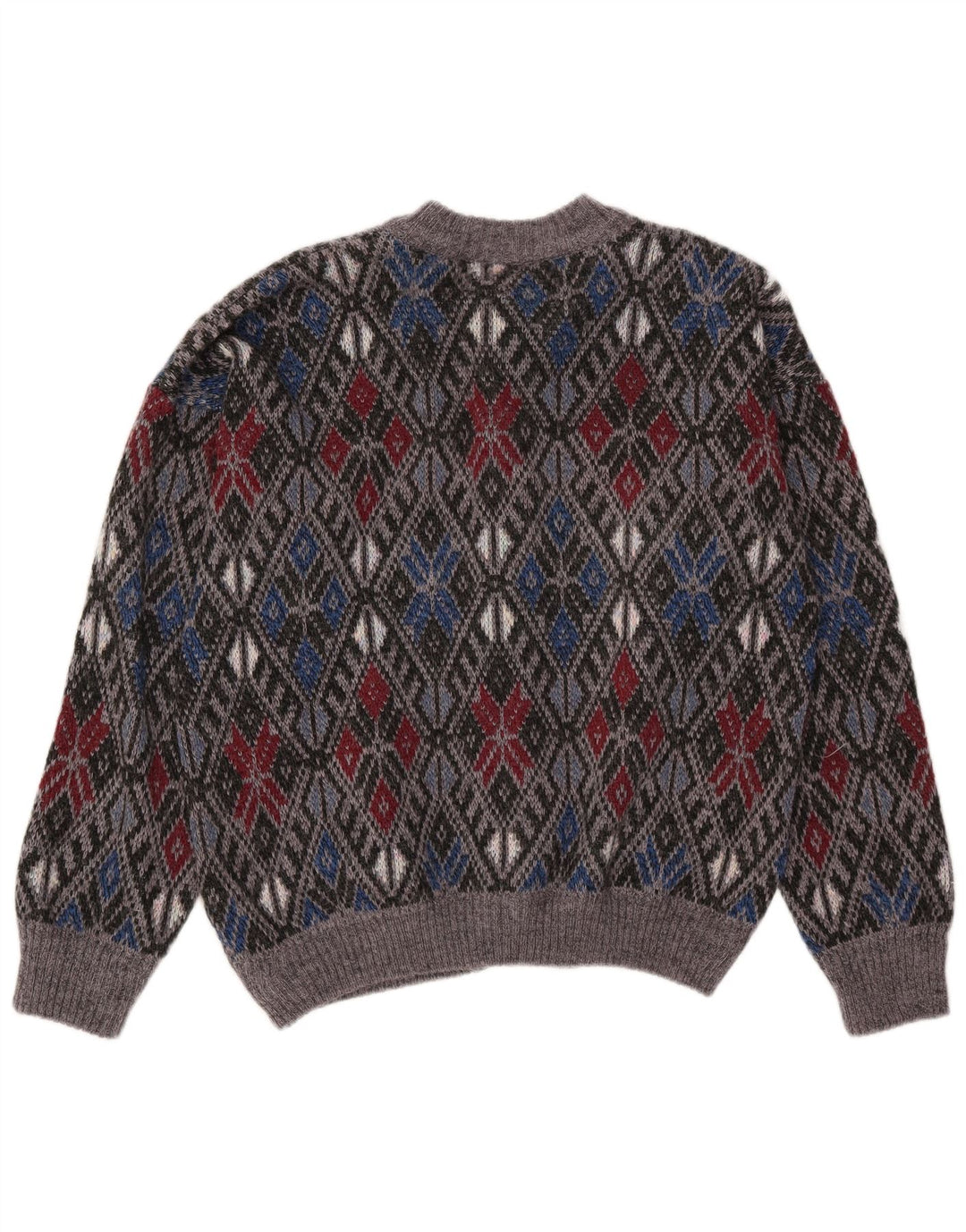Vintage herre cardigan sweater Medium Grey Argyle/Diamond Acryl