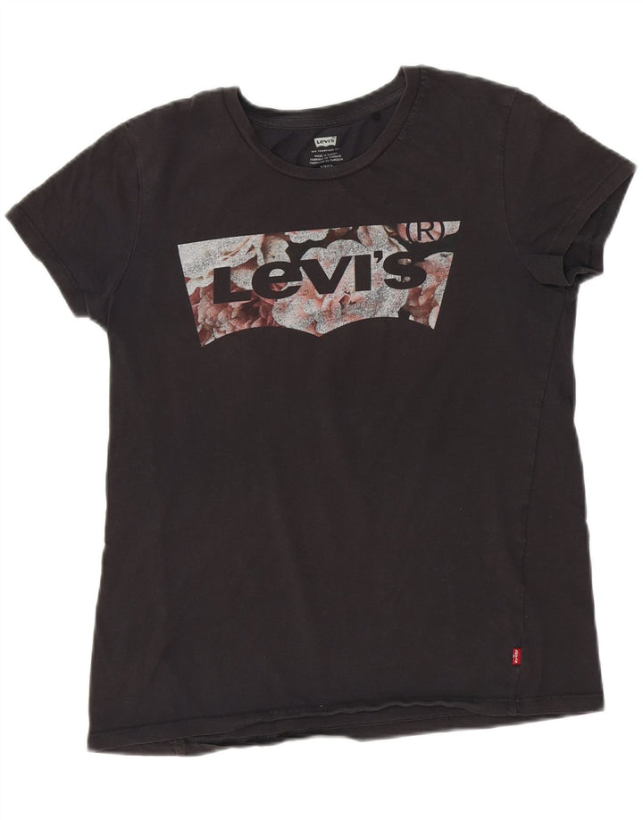 LEVI'S Womens Oversized Graphic T-Shirt Top UK 10 Small Black Vintage Levi's and Second-Hand Levi's from Messina Hembry 