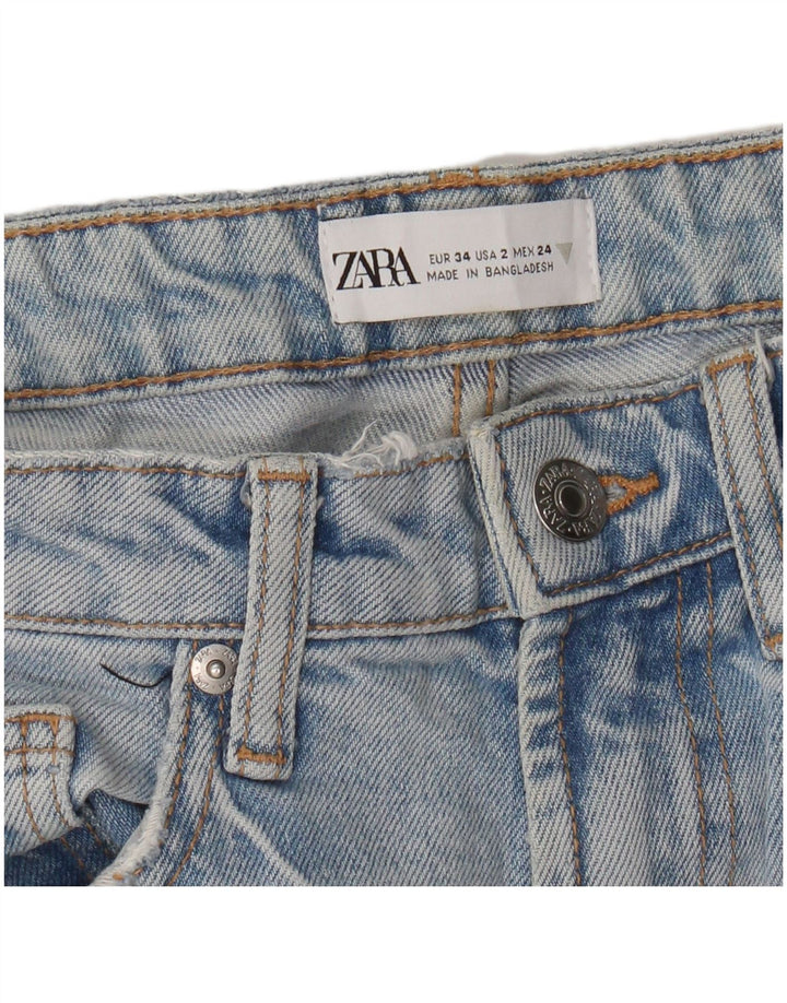 Zara Dame High Rise Bootcut Jeans EU 34 2XS W24 L26 Blå