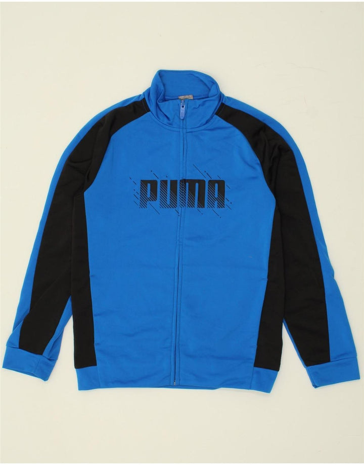 PUMA Boys Graphic Tracksuit Top Jacket 11-12 Years Blue Colourblock Vintage Puma and Second-Hand Puma from Messina Hembry 