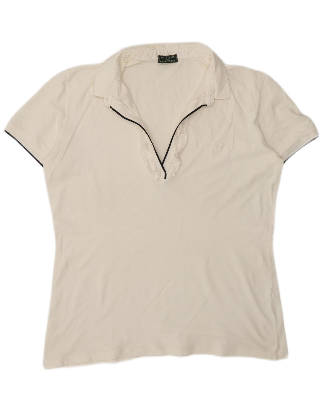 Fred Perry Womens Ruffle Front Polo Shirt UK 20 2XL White