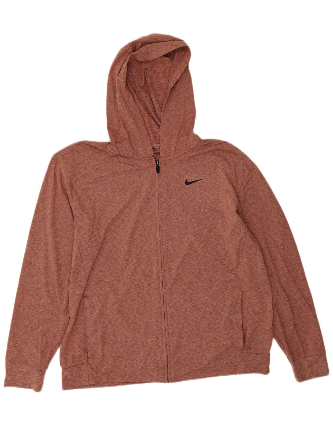 Nike Herre Dri Fit Standard Hættetrøje Sweater med lynlås Large Rød Flecked Polyester