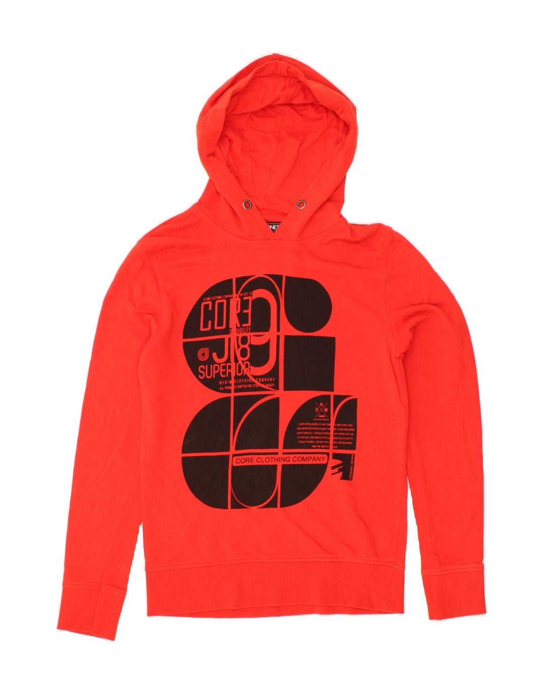 JACK & JONES Mens Graphic Hoodie Jumper Small Red Cotton Vintage Jack & Jones and Second-Hand Jack & Jones from Messina Hembry 