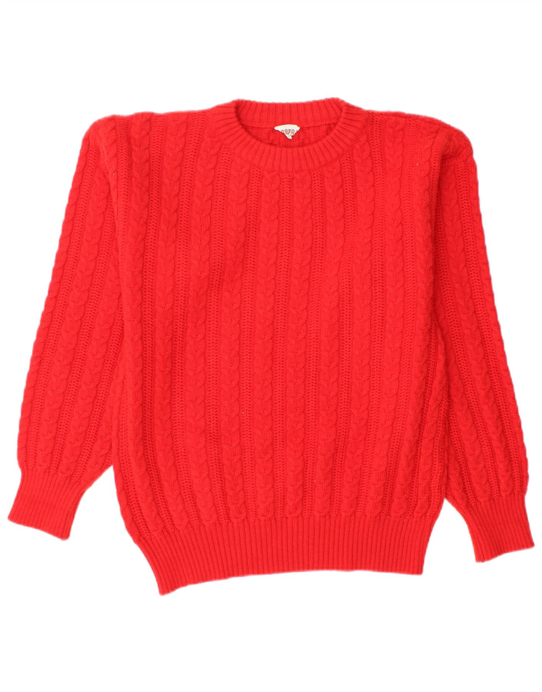 Vintage herre sweater med rund hals, lille rød