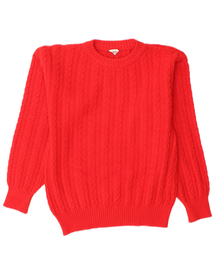 Vintage herre sweater med rund hals, lille rød
